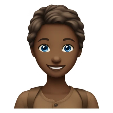 smiling girl in brown clothes with book and blue eyes  sticker