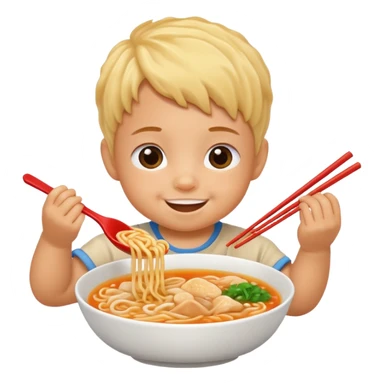 Baby eating ramen sticker