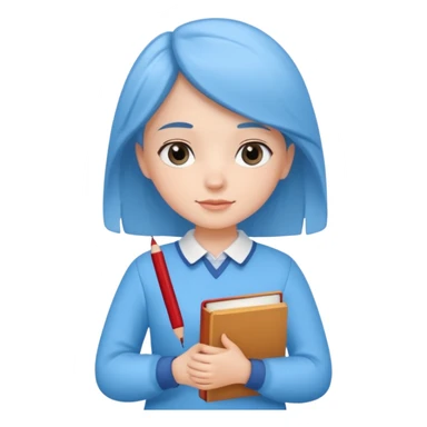 cute girl, glass, smart, Sky-blue colored clothing,
holding a book in one arm and a pen in the other hand. sticker