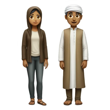 an indian boy and muslim girl standing awkwardly next to each other  sticker