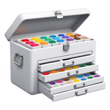 designer's tool box containing Figma, surveys, numbers, and empathy, paints sticker