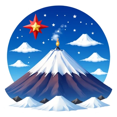 Mount Fuji with red color and a star on top sticker