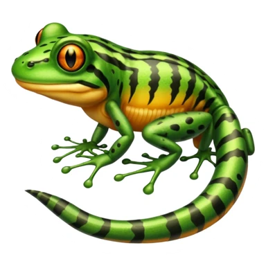 Frog with tiger body and scorpion tail and with mullet hairstyle sticker