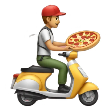 pizza delivery in pizza scooter sticker