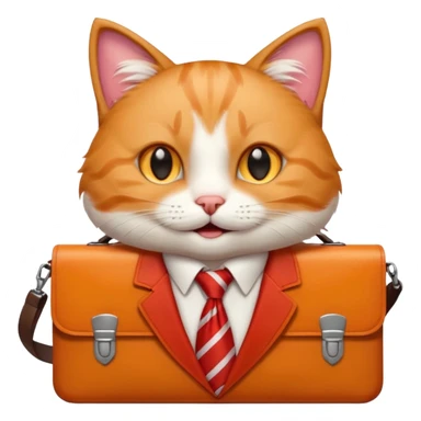 happy cat with a red tie and briefcase sticker