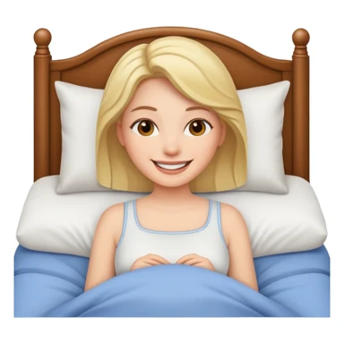 Creer emoji de une femme dans un lit heureuse  sticker