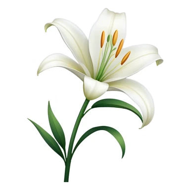 single White Lily, straight stem sticker