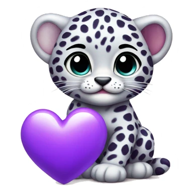 Baby leopard holding a purple heart  sticker