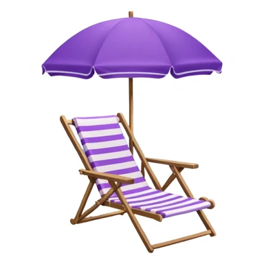 beach chair with striped purple umbrella sticker