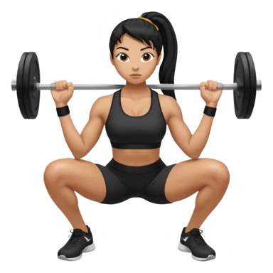 Women with long black ponytail doing a squat sticker