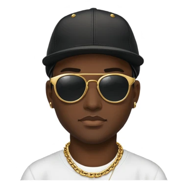 man with black sunglasses, black cap, and gold chain sticker