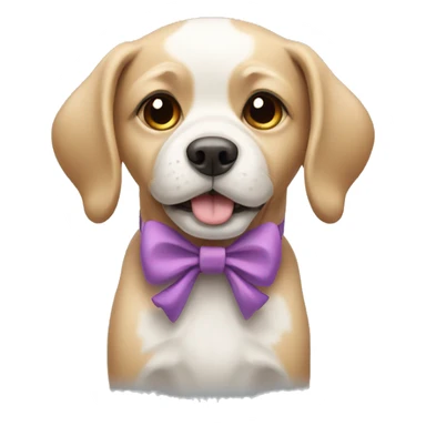 dog wearing a bow sticker