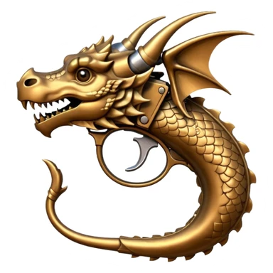 cartoon-style dragon pistol, dragon head as barrel, playful, no text sticker