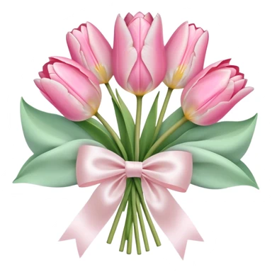 Pastel pink tulip bouquet with bow sticker