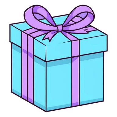 cute pastel gift box with ribbon, baby blue and lavender colors sticker