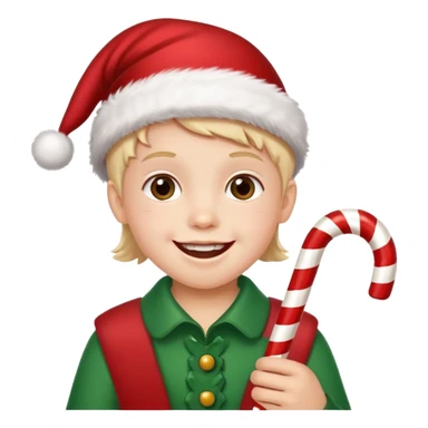 Chiklder with candy canes celebrating Christmas sticker