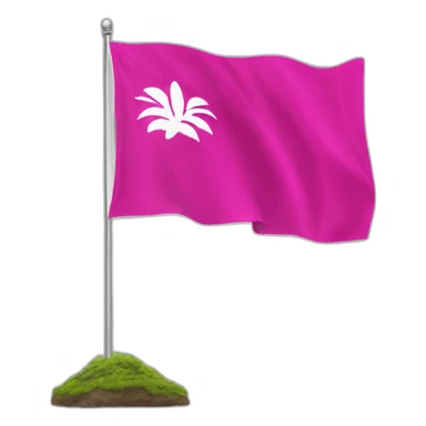 big fuchsia flag with white inscription "idea" in centre sticker