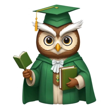 owl professor in green cloak graduation sticker