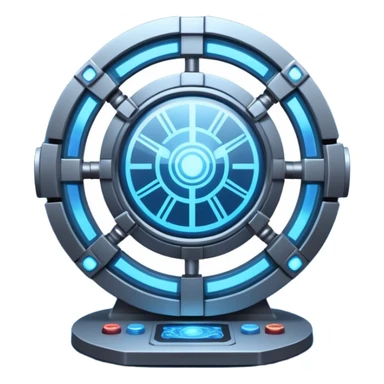 🛠️🔵 Imagine a futuristic lab powered by an arc reactor, glowing with blue light, filled with holographic screens and creative energy. sticker