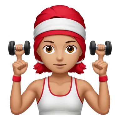 athlete with red headband, hold a mini dumbbell sticker