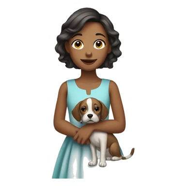 girl with dog in dress sticker