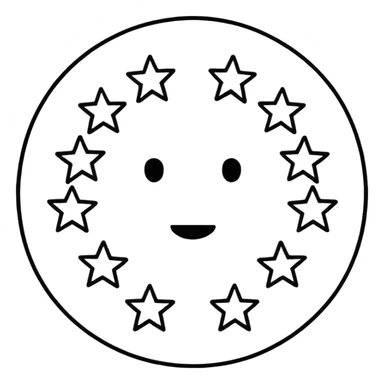 Can u make a emoji with 15 stars in a circle no face no nothin just lines and nothing in the middle and the stars have nothing it in too just lines black and white sticker