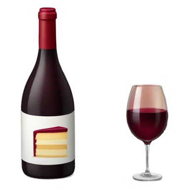 Bottle of red wine with burgundy present box and birthday cake  sticker