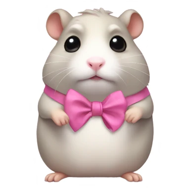 Sad hamster meme with a pink bow sticker