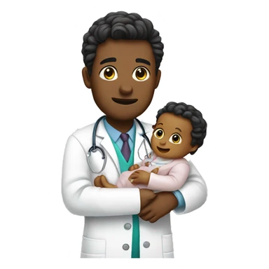 doctor holding baby sticker