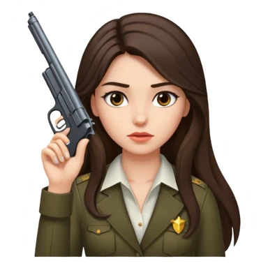 A brunette with long hair girl who is about to kill herself witha gun pointed at her temple sticker