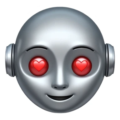 a happy robot face with heart eyes sticker