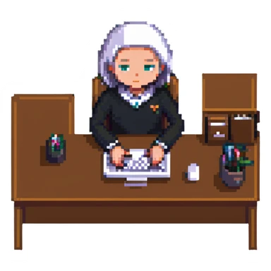 working person at a desk sticker