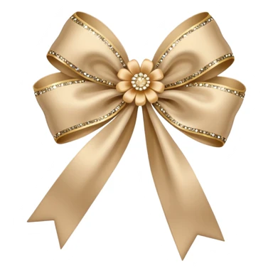 beige flower bow with glitter sticker