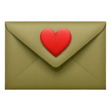 olive color envelope with heart stamp sticker