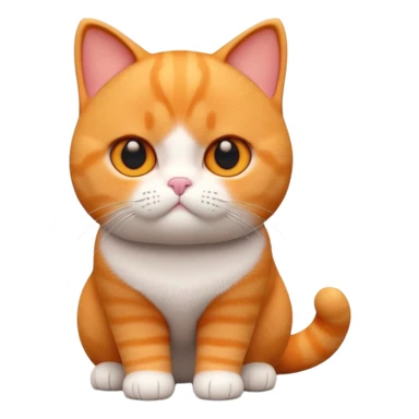 A 3D cartoon British Shorthair cat in vibrant orange ginger tone, smooth plush fur, round eyes, warm cinematic lighting, Memoji style. full body or half body. sticker