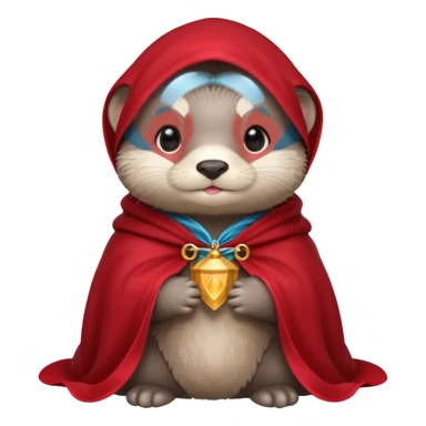 baby grey otter, in magic red cloak sticker