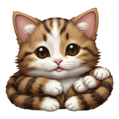 dark brown tabby and white kitten in funny positions upside down with eyes closed sticker