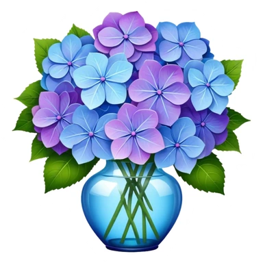 A beautiful bouquet of purple and blue hydrangea flowers sticker