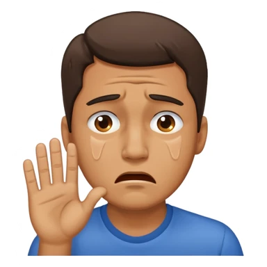 Generate me a dude slapping  his face in annoyance while he's crying sticker