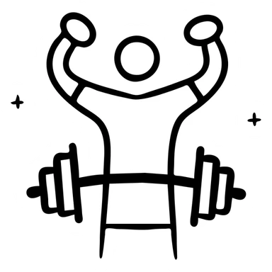 gym icon, hand-drawn black outlined style sticker