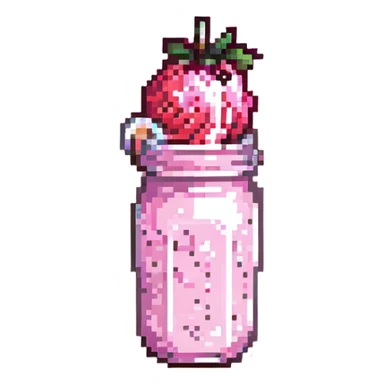 strawberry milkshake with pink hue and cherry on top sticker