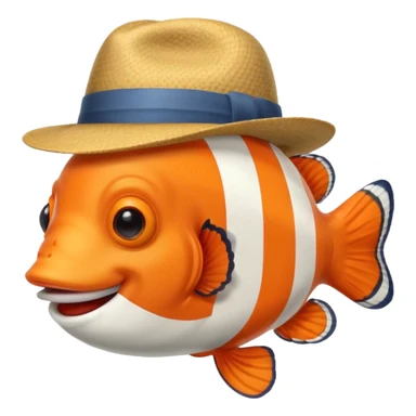 Clownfish with a fedora, smiling sticker
