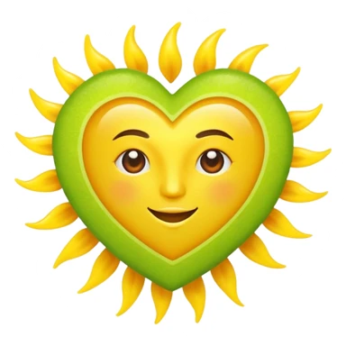 lime green heart with a sun motif sticker
