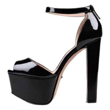 One view back Black Patent Leather Daffodile Platform Heels sticker