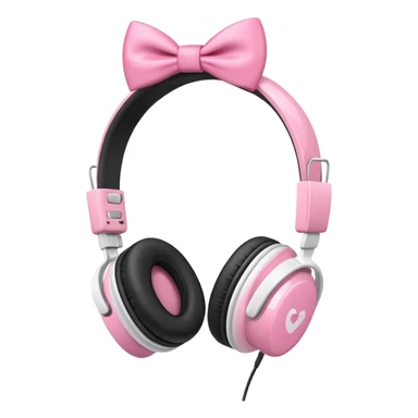 White headphones with pink bow sticker
