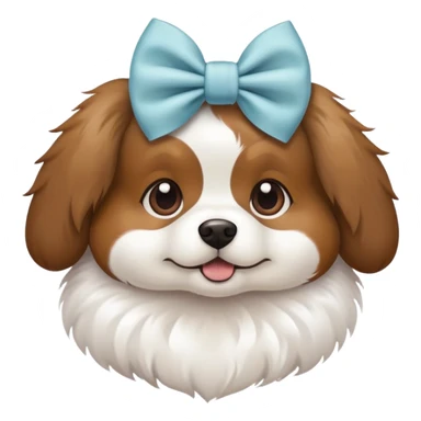 Dog wearing a bow sticker