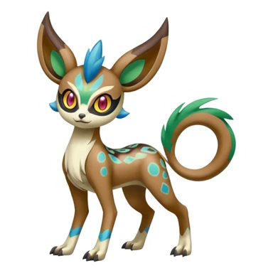 Tribal Colorful Exotic Fionbri-Kalon-Falvie-Vernid-Meloetta-Pokémon-Fakémon-Digimon-Spectrobe-hybrid-fusion, full body, with painted paint splash markings  sticker