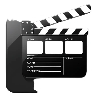 ultra simplified movie clapper, black and white, just two rectangles and a diagonal line, pure geometric abstraction sticker
