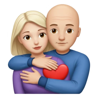Metis bald Man and white woman hug love sticker