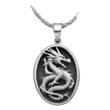 silver dragon inside oval pendant  sticker